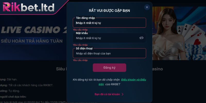 Đăng Ký RIKBET 3 Các vấn đề cần biết khi tạo account mới tại website