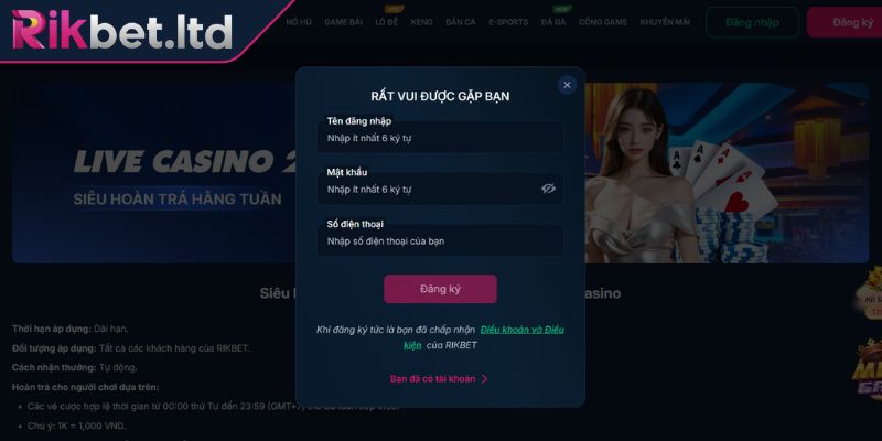 Đăng Ký RIKBET 1 Truy cập đúng vào website chính thức của RIKBET